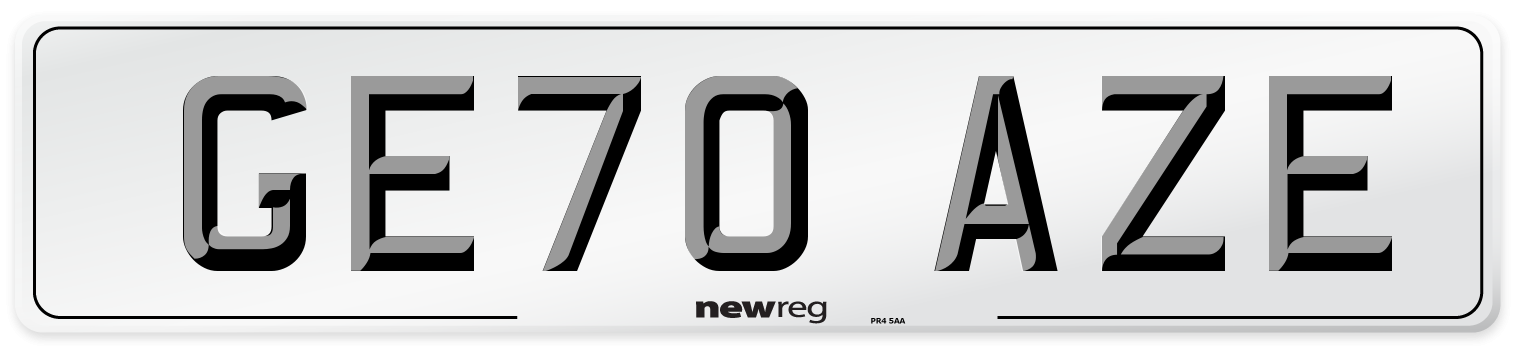 GE70 AZE Number Plate from New Reg
